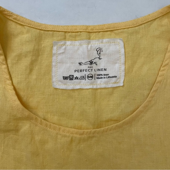 not PERFECT LINEN Yellow Tank Top in Small / Medium, Sleeveless Blouse No Flaws - Picture 3 of 10